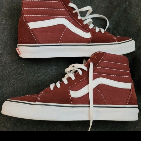 VANS Sk8 Hi Custom  Burgundy Pomegranate & White Suede Canvas - Men's - Picture 1 of 5